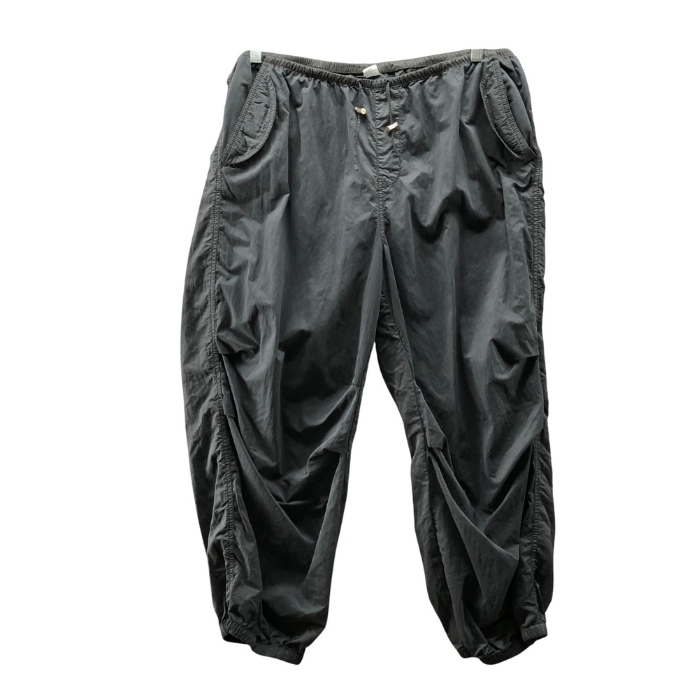 H&M Divided Parachute Cargo Jogger Pants Mens L Black Pull On Nylon Blend